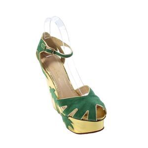 Charlotte Olympia Womens Textured Open Toe Ankle Strap Platform High Heels Bronz